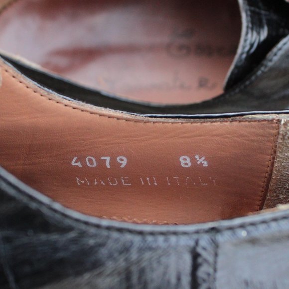 Black Genuine Eel Skin Derby, Handmade in Italy, Men's Size 8.5, GUC - Picture 13 of 15